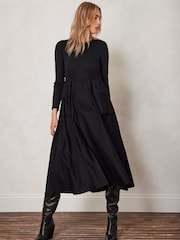 Mint Velvet Black Cargo Jersey Midi Dress - Image 2 of 8
