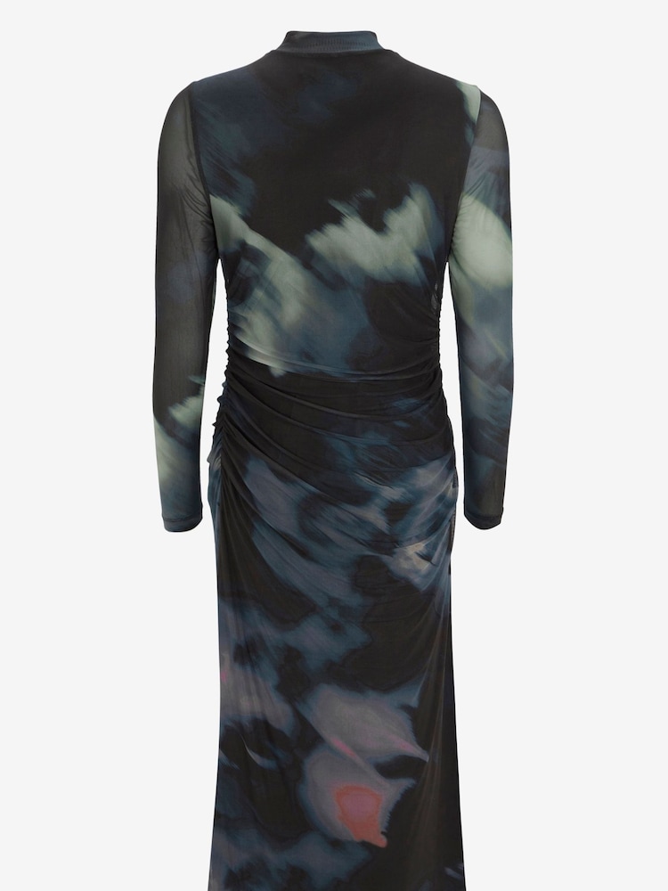 Mint Velvet Black Black Print Mesh Midi Dress - Image 6 of 6 Mint Velvet Black Black Print Mesh Midi Dress - Image 6 of 6