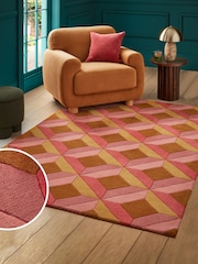 Pink Sunset Diamond Geometric Rug - Image 1 of 6