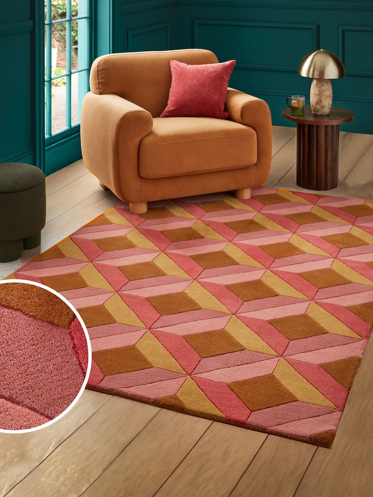 Pink Sunset Diamond Geometric Rug - Image 1 of 6