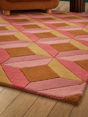 Pink Sunset Diamond Geometric Rug - Image 3 of 6
