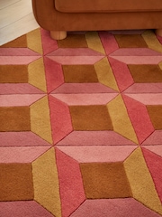 Pink Sunset Diamond Geometric Rug - Image 4 of 6