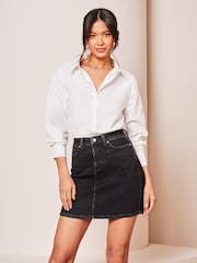 Lipsy Black Denim High Waist Mini Skirt - Image 4 of 4