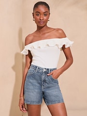 Lipsy Blue Denim Mom Shortss - Image 1 of 4