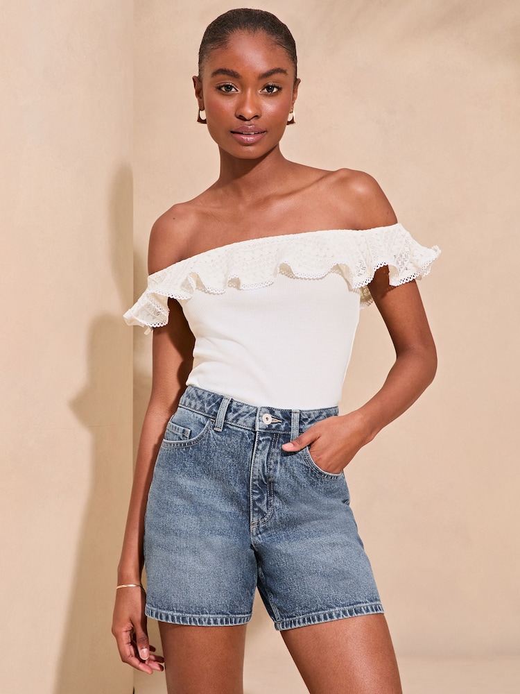 Lipsy Blue Denim Mom Shortss - Image 1 of 4