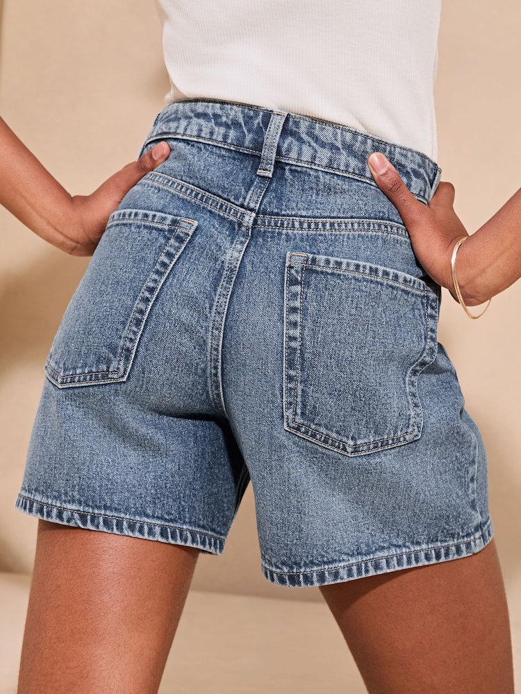 Lipsy Blue Denim Mom Shortss - Image 2 of 4