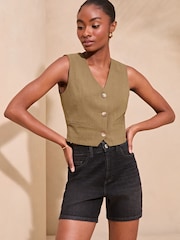 Lipsy Black Denim Mom Shortss - Image 4 of 4