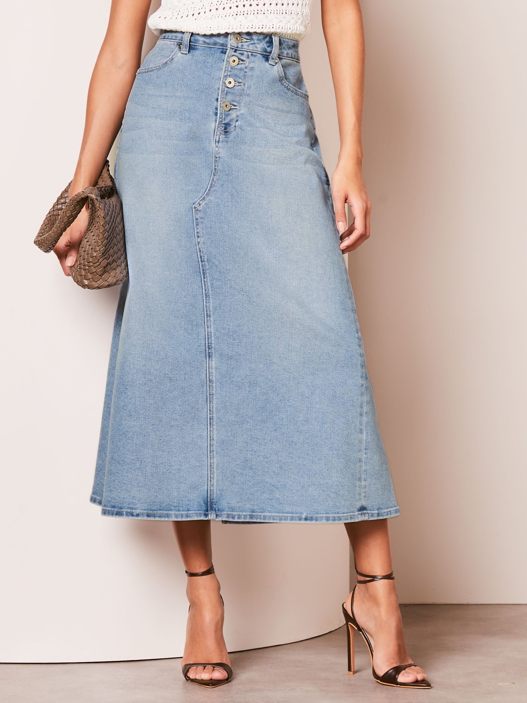 Buy Lipsy Light Wash Denim Maxi Skirt from the Next UK online shop
