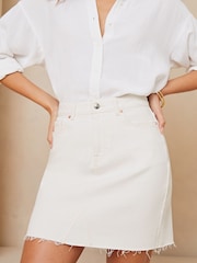 Lipsy White Denim High Waist Mini Skirt - Image 1 of 4