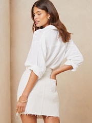 Lipsy White Denim High Waist Mini Skirt - Image 2 of 4