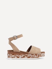 Linzi Cream Coast Two-Part Espadrille Wedges With Metallic Plaited Trim - Image 2 of 5