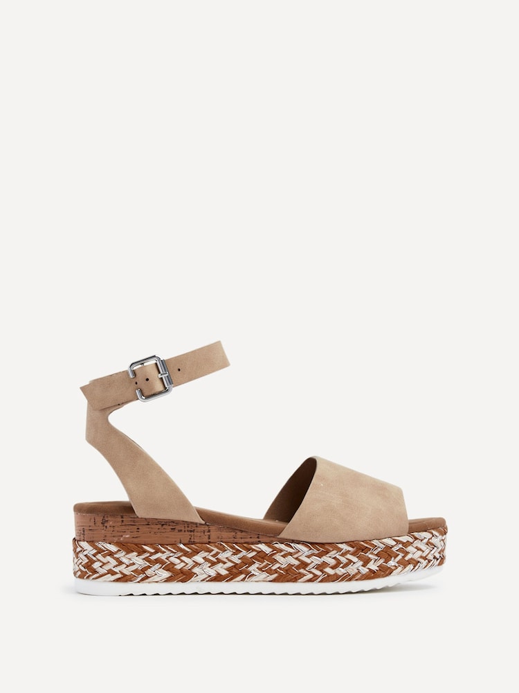 Linzi Cream Coast Two-Part Espadrille Wedges With Metallic Plaited Trim - Image 2 of 5