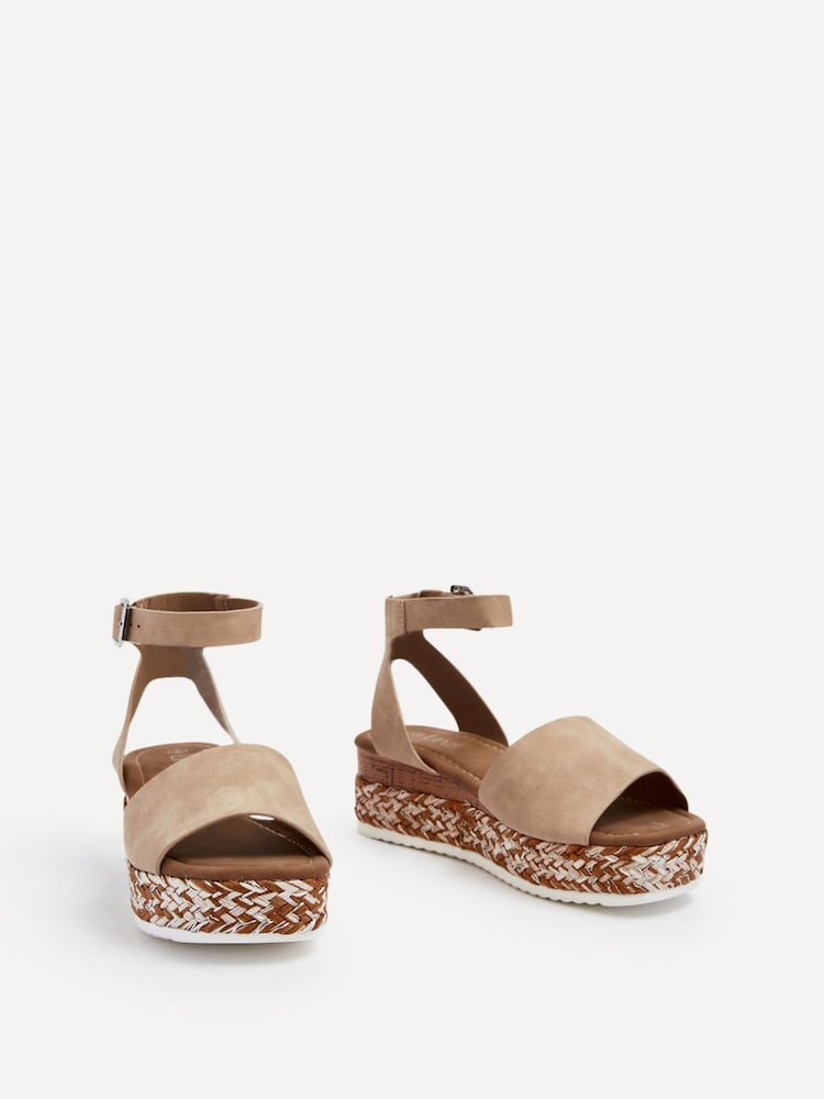 Linzi Cream Coast Two-Part Espadrille Wedges With Metallic Plaited Trim - Image 3 of 5
