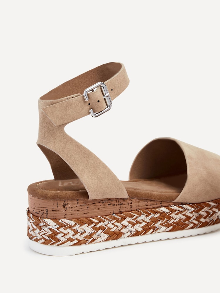Linzi Cream Coast Two-Part Espadrille Wedges With Metallic Plaited Trim - Image 4 of 5