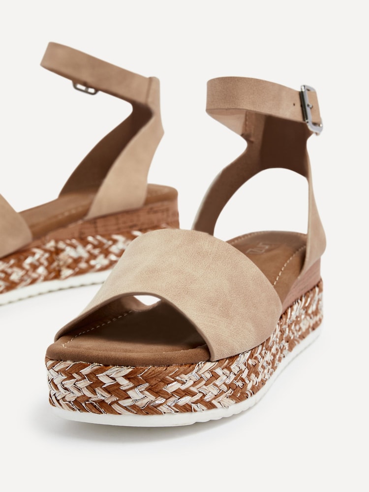 Linzi Cream Coast Two-Part Espadrille Wedges With Metallic Plaited Trim - Image 5 of 5