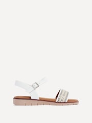 Linzi White Faye Flat Sandals With Embellished Upper Detail - Image 2 of 4