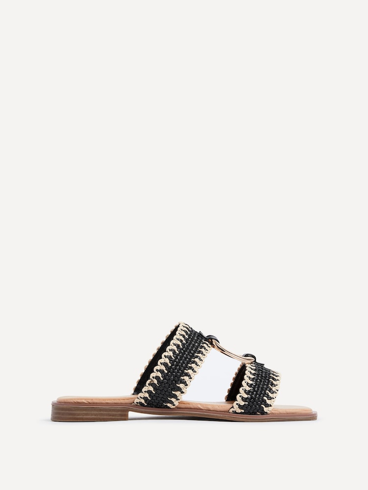 Negro - Sandalias planas con tiras de rafia y detalle de hebilla grande Jojo de Linzi - Imagen 2 de 5 Negro - Sandalias planas con tiras de rafia y detalle de hebilla grande Jojo de Linzi - Imagen 2 de 5