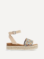 Linzi Cream Raya Multi Weaved Flatform Wedges - Image 2 of 5