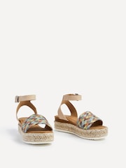 Linzi Cream Raya Multi Weaved Flatform Wedges - Image 3 of 5