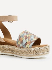Linzi Cream Raya Multi Weaved Flatform Wedges - Image 4 of 5