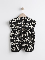Black/White Flower Baby 100% Cotton Romper (0mths-2yrs) - Image 1 of 9