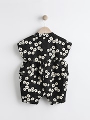 Black/White Flower Baby 100% Cotton Romper (0mths-2yrs) - Image 2 of 9