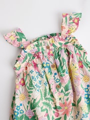 Green Floral Baby 100% Cotton Woven Jumpsuit (0-18mths) - Image 4 of 6