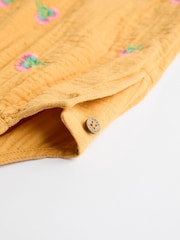 Ochre Yellow Embroidered Baby 100% Cotton Woven Jumpsuit (0mths-2yrs) - Image 4 of 6