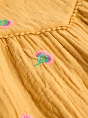 Ochre Yellow Embroidered Baby 100% Cotton Woven Jumpsuit (0mths-2yrs) - Image 6 of 6