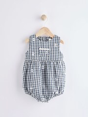 Navy Blue/White Gingham Woven Baby Bloomer Romper (0mths-2yrs) - Image 1 of 9