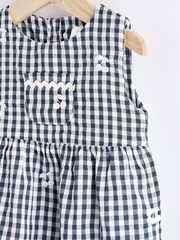 Navy Blue/White Gingham Woven Baby Bloomer Romper (0mths-2yrs) - Image 3 of 9
