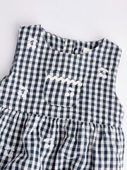 Navy Blue/White Gingham Woven Baby Bloomer Romper (0mths-2yrs) - Image 4 of 9