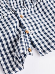 Navy Blue/White Gingham Woven Baby Bloomer Romper (0mths-2yrs) - Image 5 of 9