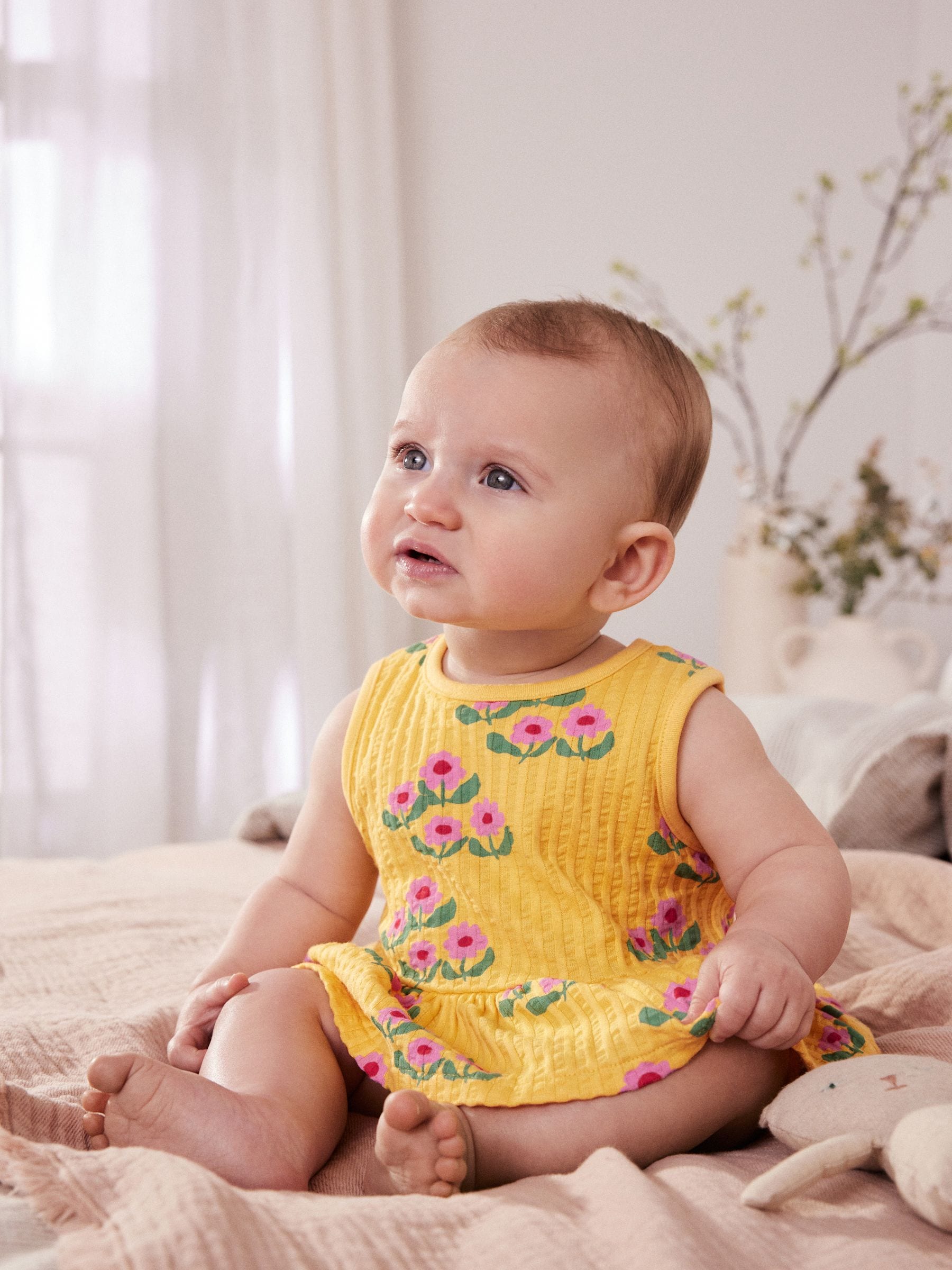 Yellow floral baby dress hot sale