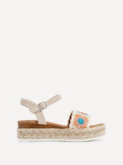 Linzi White Solana Flatform Sandals With Crochet Trim Design - Image 2 of 5