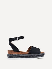 Linzi Black Coast Two-Part Espadrille Wedges With Metallic Plaited Trim - Image 2 of 5