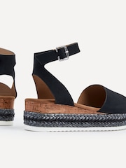 Linzi Black Coast Two-Part Espadrille Wedges With Metallic Plaited Trim - Image 5 of 5