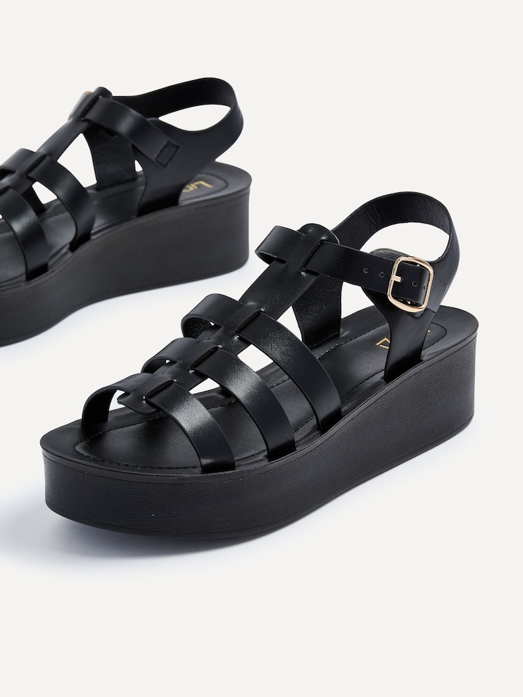 Linzi Black Rhoades Gladiator Inspired Flatform Sandals - Image 5 of 5