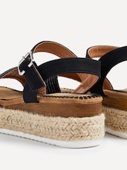 Linzi Black Panama Two Part Raffia Flatform Sandals - Image 4 of 5