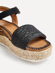 Linzi Black Panama Two Part Raffia Flatform Sandals - Image 5 of 5