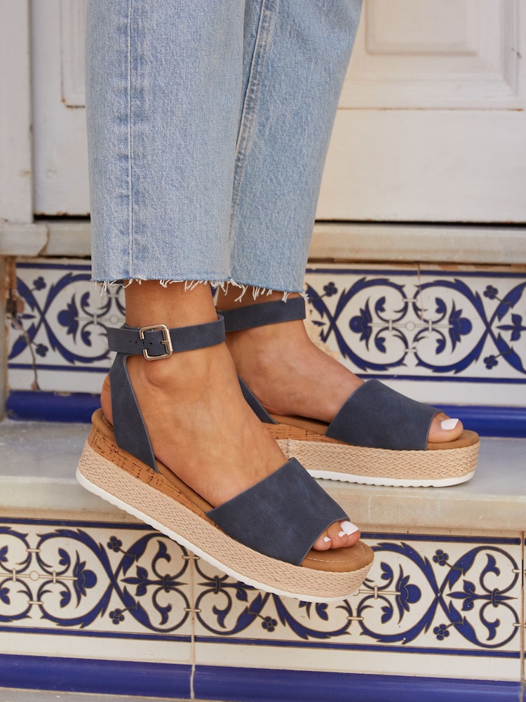 Linzi Blue Resort Two-Part Espadrille Sandals - Image 1 of 5