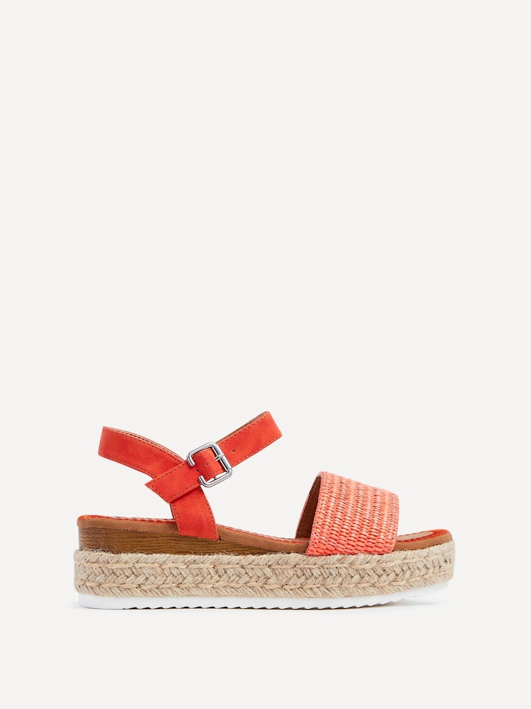 Linzi Orange Panama Two Part Raffia Flatform Sandals - Image 2 of 5