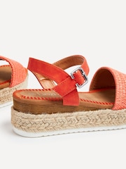 Linzi Orange Panama Two Part Raffia Flatform Sandals - Image 5 of 5