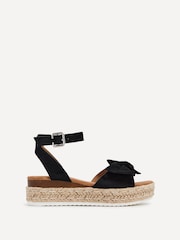 Linzi Black Dove Bow Detail Espadrille Inspired Platform Wedges - Image 2 of 5