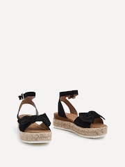 Linzi Black Dove Bow Detail Espadrille Inspired Platform Wedges - Image 3 of 5