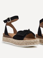 Linzi Black Dove Bow Detail Espadrille Inspired Platform Wedges - Image 4 of 5