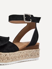 Linzi Black Dove Bow Detail Espadrille Inspired Platform Wedges - Image 5 of 5