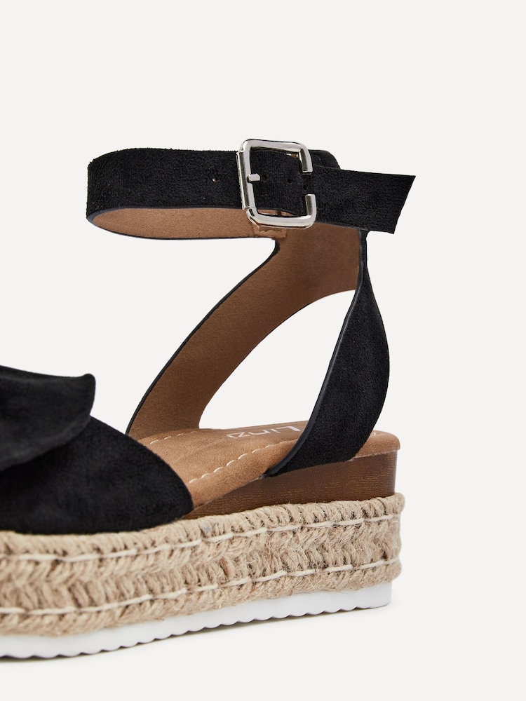 Linzi Black Dove Bow Detail Espadrille Inspired Platform Wedges - Image 5 of 5 Linzi Black Dove Bow Detail Espadrille Inspired Platform Wedges - Image 5 of 5