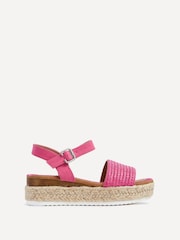 Linzi Pink Panama Two Part Raffia Flatform Sandals - Image 2 of 5