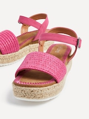 Linzi Pink Panama Two Part Raffia Flatform Sandals - Image 4 of 5